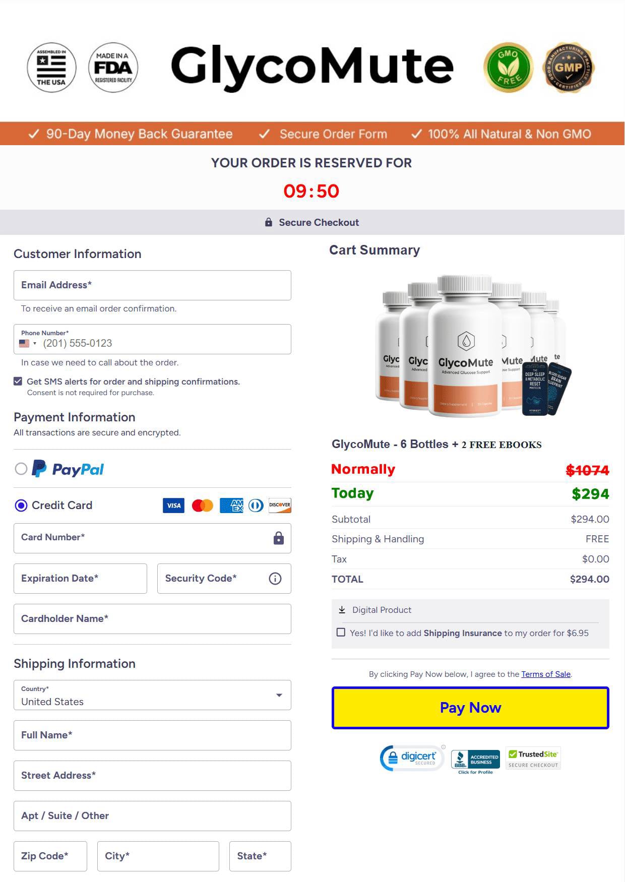 GlycoMute checkout page